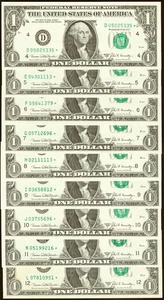 Complete District Set $1 1969C Federal Reserve Star Notes Choice Crisp Unc (BBJ) - Picture 1 of 2