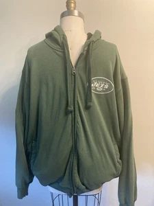 NFL New York "Jets" Embroidered Green Hoodie Size XL/EG Green & White Logo - Picture 1 of 10