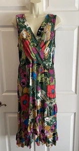 Vestido Anthropologie Plenty By Tracy Reese Daphne Floral Midi Imitación Envoltura Boho Talla L - Imagen 1 de 15