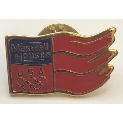USA Olympics Maxwell House Coffee Lapel Hat Pin Pinback American Flag 1" - Image 1 of 2