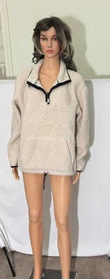 ROSA Victoria’s Secret Mujer 1/4 Cremallera Sherpa Pullover Sudadera Talla Grande Usada en Excelente Condición Foto 1 de 4