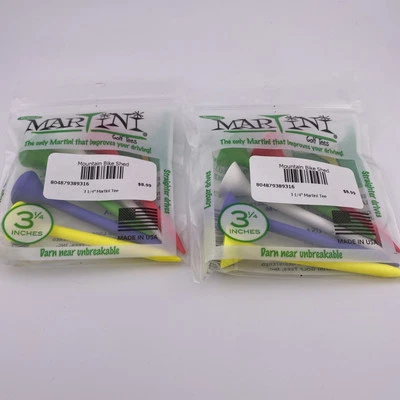 (2) 5-Pack Martini Golf 3-1/4" Plastic Tees (Assorted Colors) Near Unbreakable - Изображение 1 из 2