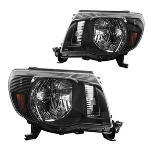 Headlight Assembly, Black Amber Headlights Compatible with Tacoma 2005 2006 - Picture 1 of 8