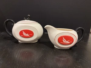 Vtg Japaneses Sailboat Creamer And Lidded Sugar Bowl - Picture 1 of 11