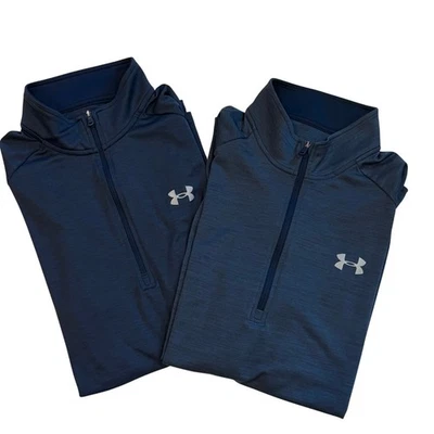 Under Armour Shirt Men Large Blue Loose 1/4 Zip Long Sleeve Performance Lot of 2 - Image 1 of 4