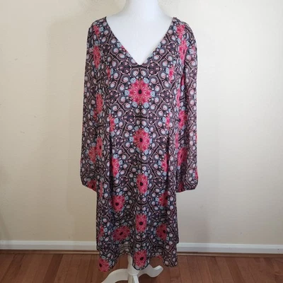 INC INTERNATIONAL CONCEPT размер большой длинным рукавом PAISLEY SHIFT платье шифона - Изображение 1 из 4