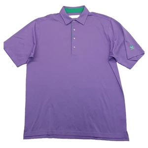 Donald Ross Polo Shirt L Men's Golf Short Sleeve 3 Button Purple Polyester - Picture 1 of 6