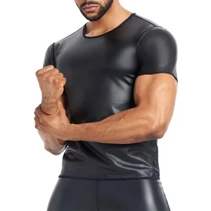 Prendas para el torso para hombre Camisetas interiores Entrenamiento Cuello redondo Compresión PVC Cuero Poste - Imagen 1 de 14