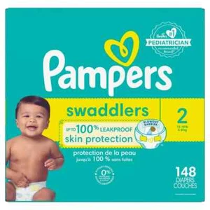 Pampers Swaddlers Diapers Enormous Pack - Size 2 - 148ct with Free Shipping - Picture 1 of 9