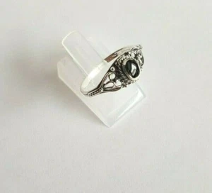 Silberring 925 Silber mit nachgebildetem Onyx, filigran, Gr. 44 bis Gr. 68 - Bild 1 von 12