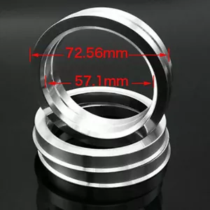 4pcs Alloy Made Wheel Spacer Spigot Hub Centric Ring 72.56mm to 57.1mm - Foto 1 di 9