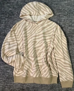 Victoria's Secret Pink Hoodie Oversized Pullover Tiger Zebra Vanilla Bean M L - Picture 1 of 10