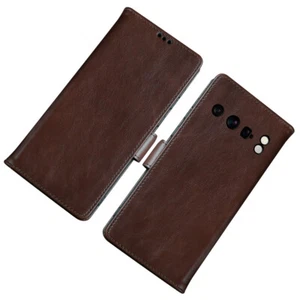 For Google Pixel Genuine Leather Case Cover Wallet Card Slot with Kickstand - Picture 1 of 15