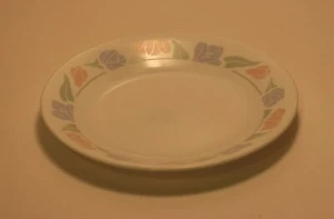 CORELLE 6-3/4" SALATTELLER UNTERTASSE WEISS MIT PASTELL BLUMENDESIGN MENGE 4er SET - Bild 1 von 2