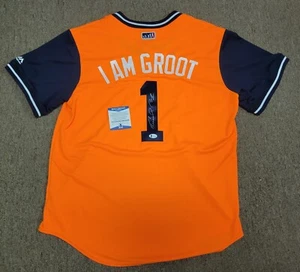 Carlos Correa Signed Astros Player Weekend L Majestic Jersey I AM GROOT Beckett - Picture 1 of 7