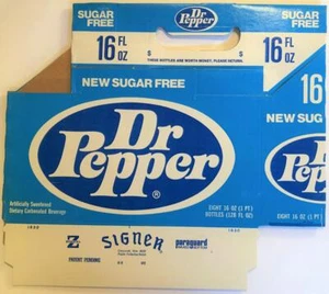 Dr. Pepper Sugar Free Vintage Unused 8 - Pack Carton for 16 Ounce Bottles - Picture 1 of 2