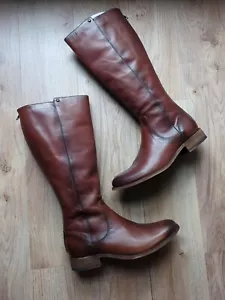 Frye Melissa Back Zip Redwood Tall Leather Riding Boots Womens 9.5 Brown - Picture 1 of 12