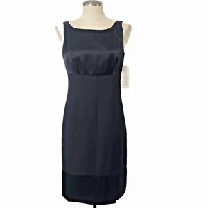 NWT EVAN-PICONE CLASSIC BLACK SLEEVELESS DRESS Satin Trim Breast & Bottom 4 - Picture 1 of 13