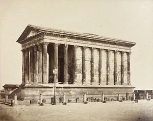 Maison Carrée, Nimes par Antoine CRESPON Tirage albuminé d'époque c.1870 Vintage - Foto 1 di 3