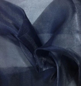Navy Blue Crystal Organza Fabric 60” Width Sold By The Yard - Picture 1 of 1