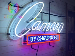 24" in Rare Camaro By Chevrolet Car Service Garage Real Neon Sign Beer Bar Light - Picture 1 of 4