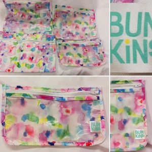 BOLSAS DE VIAJE FRONTALES TRANSPARENTES BUMKINS PAQUETE DE 4 BOLSAS CON CREMALLERA ESTAMPADO FLORAL - Imagen 1 de 11