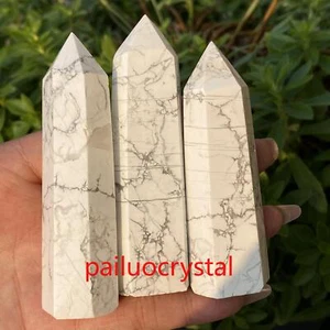 3pc Natural Howlite obelisk quartz crystal wand point Gem Reiki Healing 350g+ - Picture 1 of 12