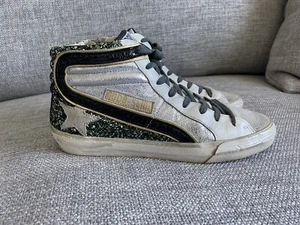 GOLDEN GOOSE Green Glitter SLIDE Black Gold High Top Sneakers Size 37 - Bild 1 von 8