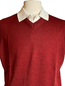 Valda Italian Crafted soft Merino Wool Red V-Neck Sweater Vest Men's size Large - Picture 1 of 10