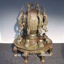 China Dynasty Collection Old Bronze Handmade Zhang Heng invented Seismograph