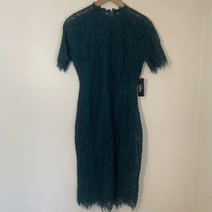 Lulus Dress Womens Small Green Lace Midi Panel Lining Semi Sheer Midriff READ - Picture 1 of 11