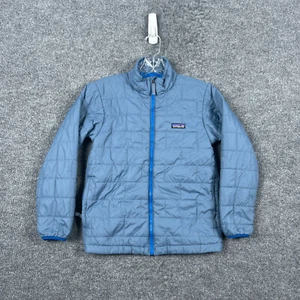 Patagonia Jacket Kids M (10) Blue Long Sleeve Nano Puff Brick Quilt Insulated - Picture 1 of 13