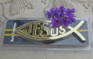 Emblema automático de coche Palabra de Jesús PEZ ICHTHUS PISCIS pelar y pegar 5 pulgadas - Imagen 1 de 1
