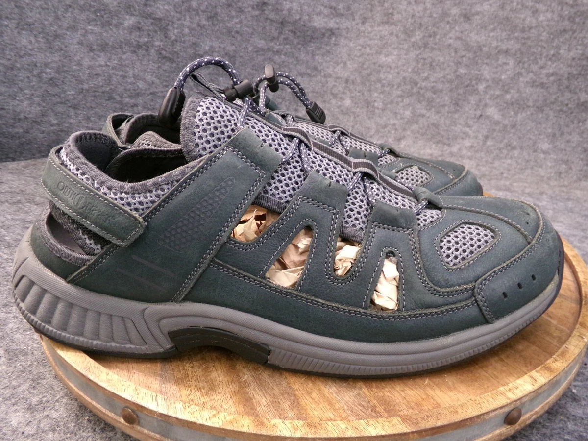 Mens Orthofeet Gray Leather Wide Comfort Fisherman Sandals Size 10.5 Amazon.com | Orthofeet Men main image 3
