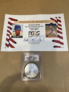 SIGNED NOLAN RYAN 40th ANNIVERSARY PCGS SILVER DOLLAR WITH COA - Picture 1 of 9