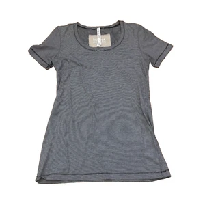 Lululemon Every Yogi kurzärmliges T-Shirt kleine Streifen weiß schwarz Damengröße 8 - Bild 1 von 9