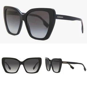 NWT Burberry | Black Plaid Cat Eye Tasmin Oversized Sunglasses - Bild 1 von 9