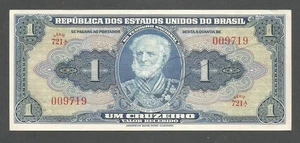 Brasil 1 Cruzeiro N.D. (1944); EF; P-132a; Firma manual; Serie 721A - Imagen 1 de 2