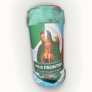 Green Wild Frontier Plush Throw Blanket 50"x60" Virgin Mary Virgen De Guadalupe - Picture 1 of 5