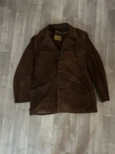 Vintage 70’s A Robert Lewis Idea Brown Mens Suede Coat 3 Button Size 42 - Picture 1 of 6