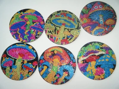 Juego de 6 posavasos de setas con soporte Foto 1 de 2