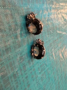 Vintage Smoke Topaz Diamond Earrings Sterling Silver Free Shipping - Picture 1 of 5