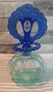 Fenton Glass Tranquility Aquamarine Cobalt Perfume Bottle #7101 AK Excellent - Picture 1 of 8