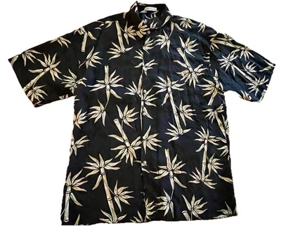PIERRE CARDIN HOMBRE MANGA CORTA Negro Aloha Bambú CAMISA RAYÓN TALLA XL USADA EN EXCELENTE CONDICIÓN Foto 1 de 4
