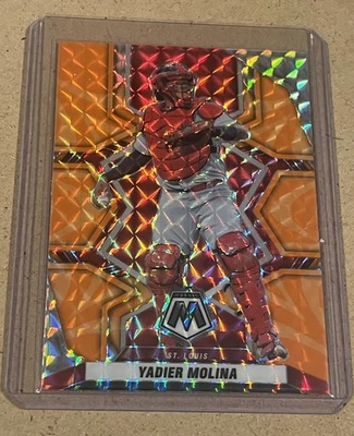 2022 Panini Mosaic Yadier Molina #83 Reactive Orange Mosaic St. Louis Cardinals - Image 1 of 4
