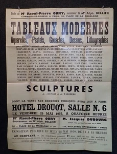 1959 PARIS Auction Poster from a sale of Modern Paintings and Sculptures Picasso - Picture 1 of 7