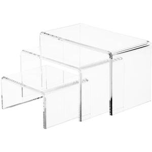 Plymor Clear Acrylic Beveled Rectangular Display Risers, 4" Assortment, Set of 3 - Picture 1 of 1