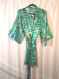 Preciosa bata, corbata, bolsillo estampado floral vintage años 80 - grande hecha en EE. UU. - Imagen 1 de 8