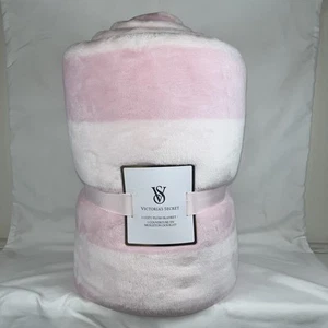 Victoria's Secret Pink Striped Plush Sherpa BLANKET 50' x 60' NEW with tags - Picture 1 of 4