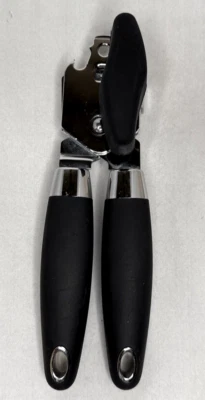 "Abridor de latas manual de tacto suave ONEIDA 8"" con abrebotellas ~ inoxidable y negro usado en excelente estado! Foto 1 de 4